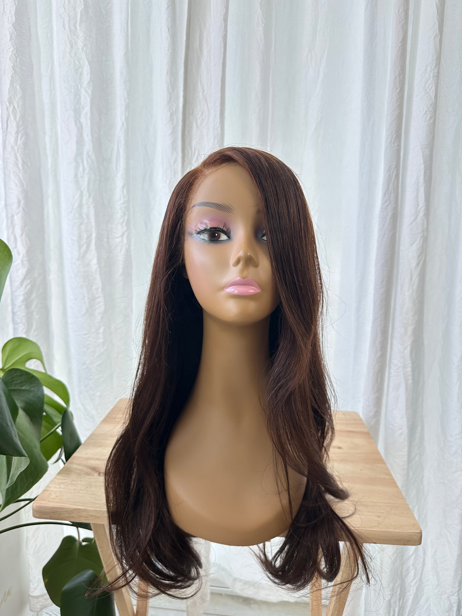 WowAfrican Reddish Brown Silky Straight 6in Fitted Glueless HD Lace Wig [GW02]