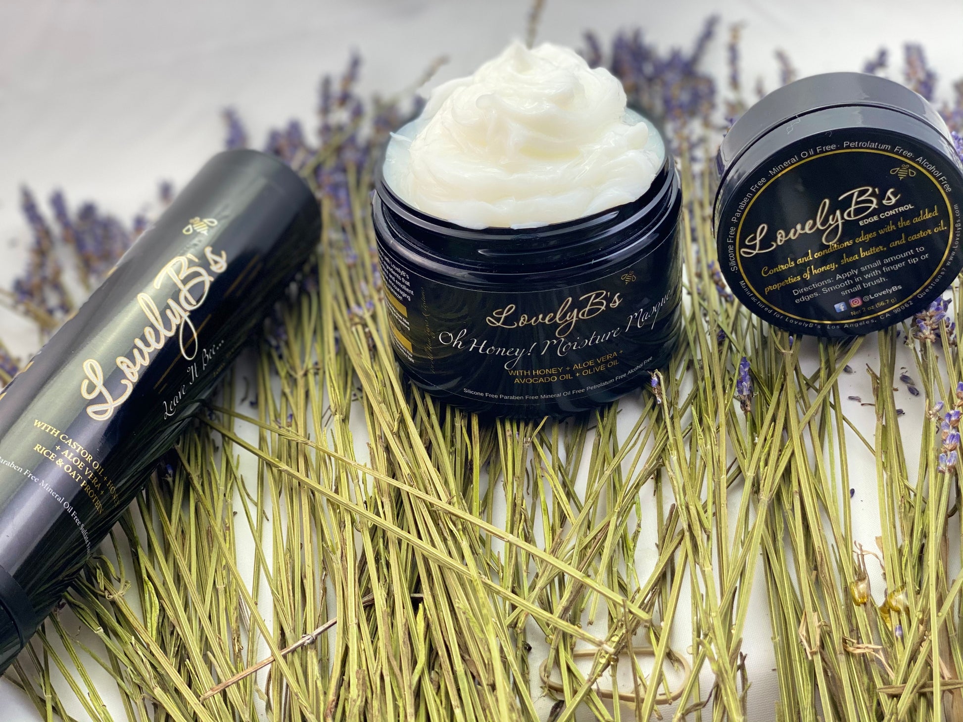 BUNDLE DEAL! LovelyB's Edge Control, Oh Honey! Moisture Masque, and Leave It Bee Leave-In Conditioner