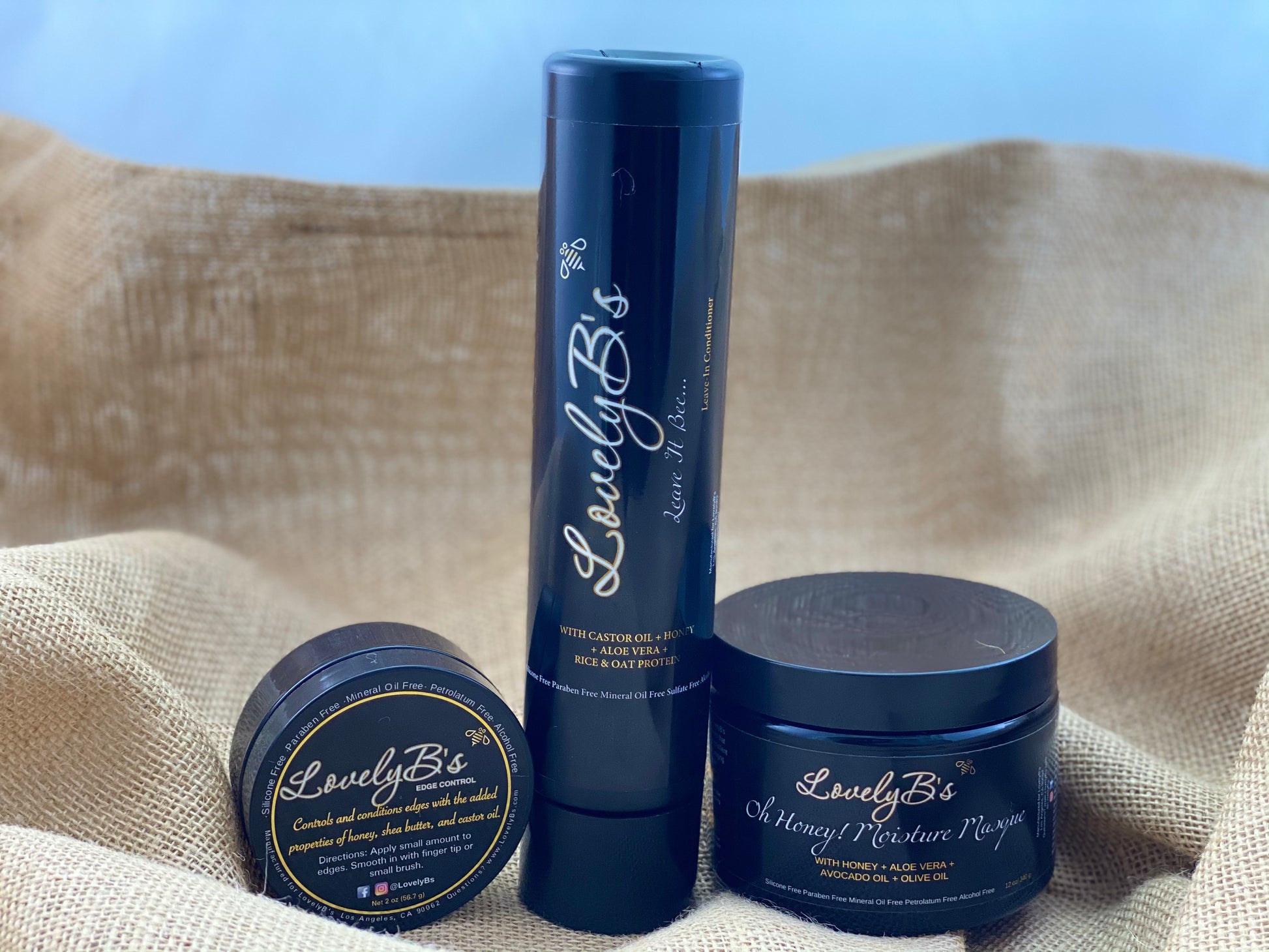 BUNDLE DEAL! LovelyB's Edge Control, Oh Honey! Moisture Masque, and Leave It Bee Leave-In Conditioner