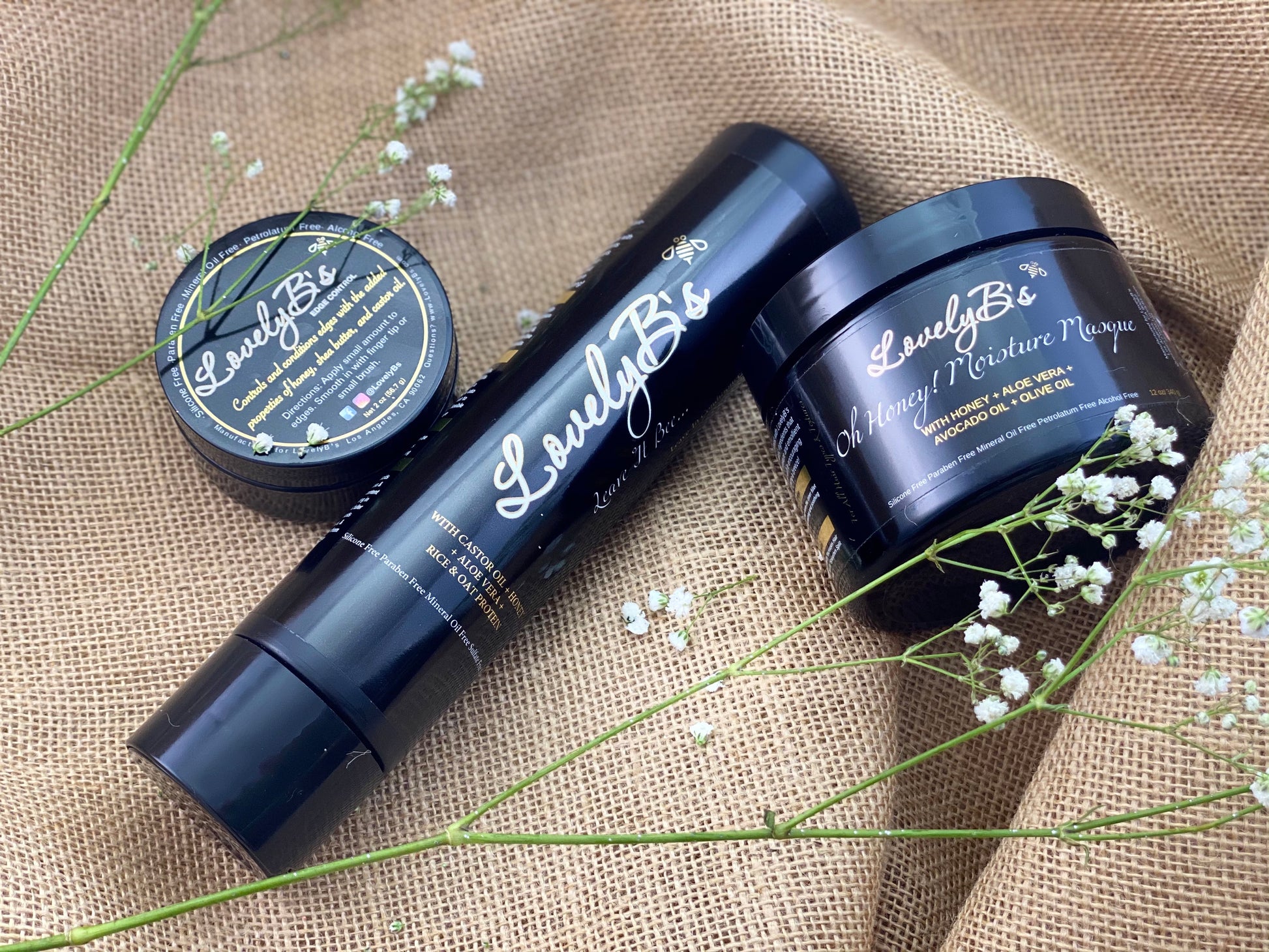 BUNDLE DEAL! LovelyB's Edge Control, Oh Honey! Moisture Masque, and Leave It Bee Leave-In Conditioner